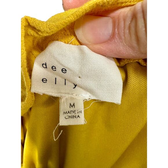 Cottagecore tiered skirt boho peasant maxi dress yellow size M - Picture 6 of 9